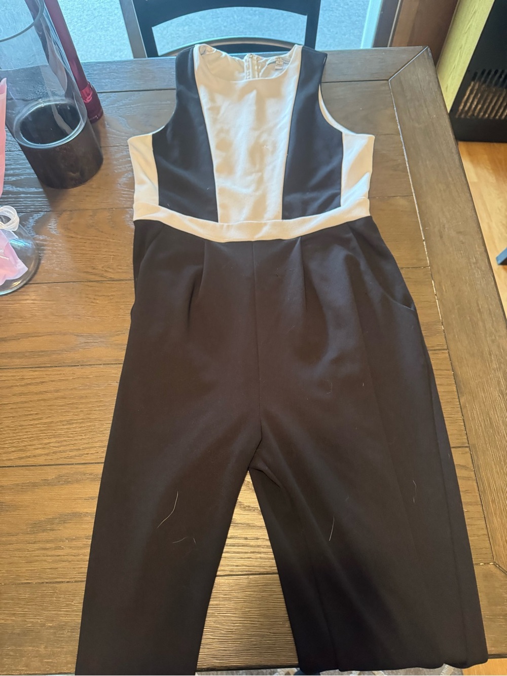 Moa Moa Black and White Colorblock Sleeveless Jumpsuit
